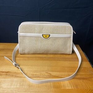 Vintage ETIENNE AIGNER Jute and Cream Satchel Bag